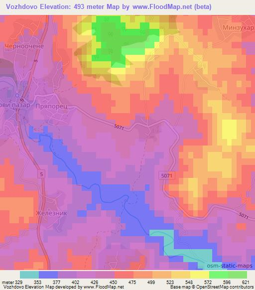 Vozhdovo,Bulgaria Elevation Map