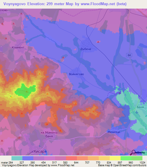Voynyagovo,Bulgaria Elevation Map