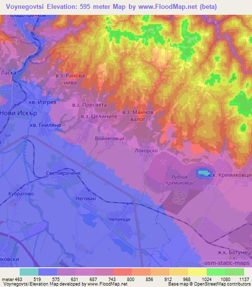 Voynegovtsi,Bulgaria Elevation Map