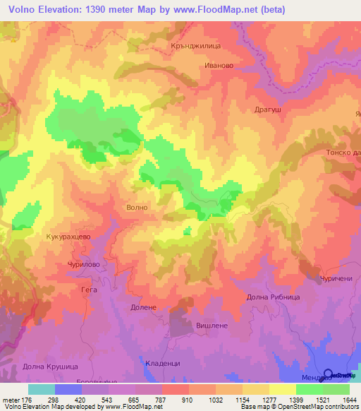 Volno,Bulgaria Elevation Map