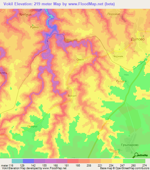 Vokil,Bulgaria Elevation Map