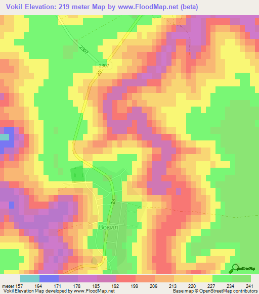 Vokil,Bulgaria Elevation Map