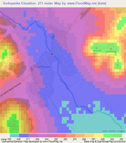 Vodnyanka,Bulgaria Elevation Map
