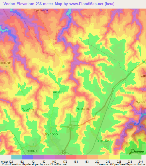 Vodno,Bulgaria Elevation Map