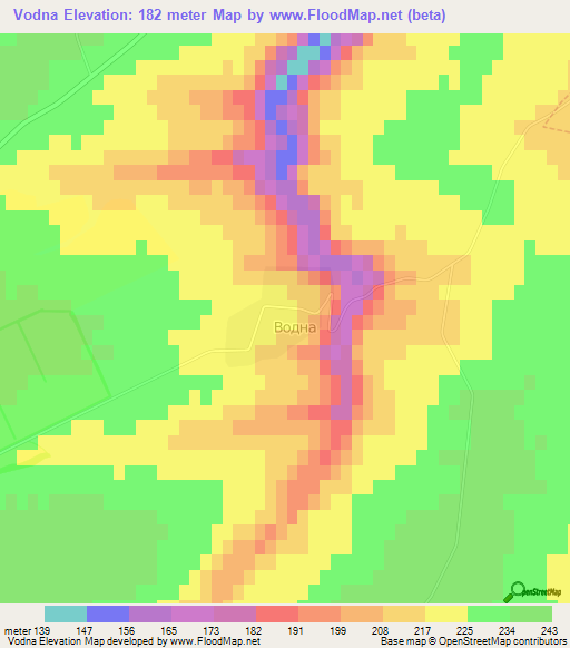 Vodna,Bulgaria Elevation Map