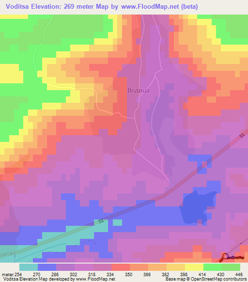 Voditsa,Bulgaria Elevation Map
