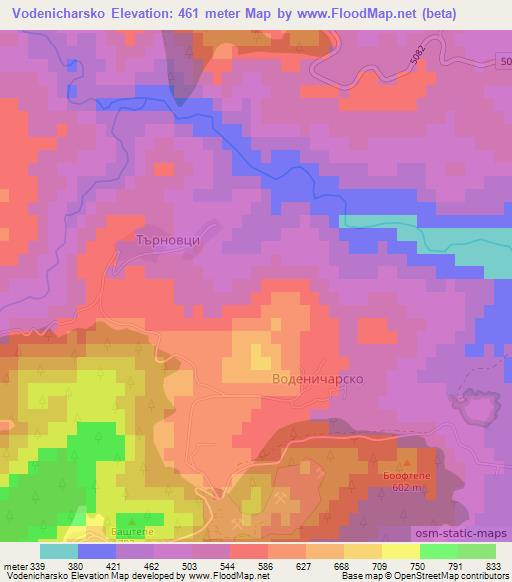 Vodenicharsko,Bulgaria Elevation Map