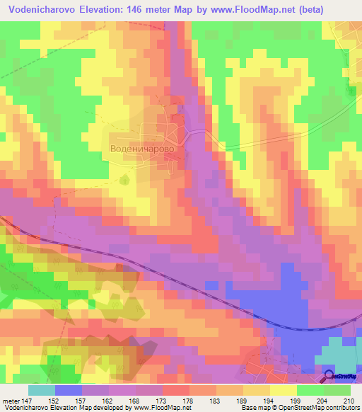 Vodenicharovo,Bulgaria Elevation Map