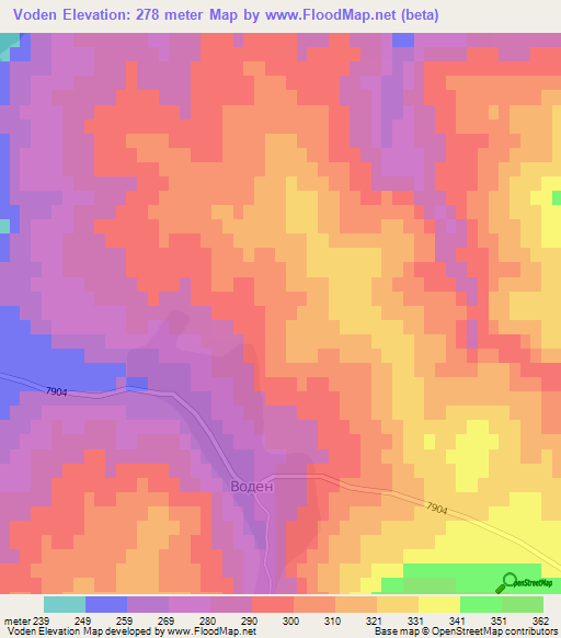 Voden,Bulgaria Elevation Map