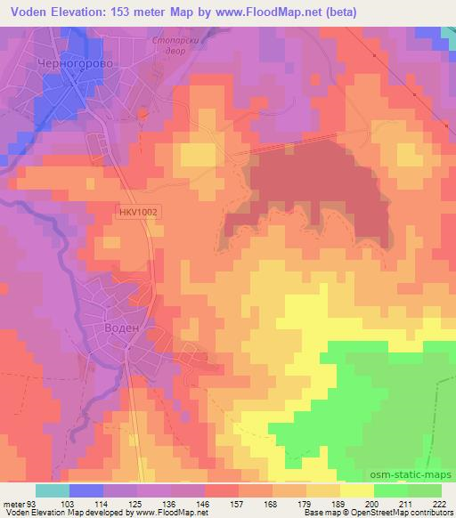Voden,Bulgaria Elevation Map