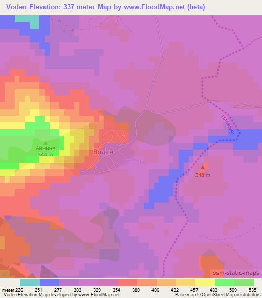 Voden,Bulgaria Elevation Map