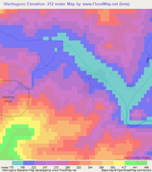 Vlechugovo,Bulgaria Elevation Map