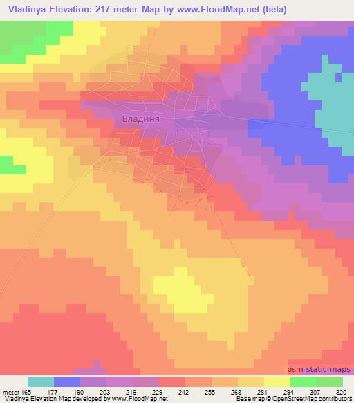 Vladinya,Bulgaria Elevation Map