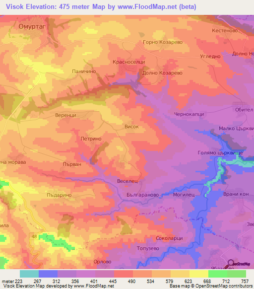 Visok,Bulgaria Elevation Map