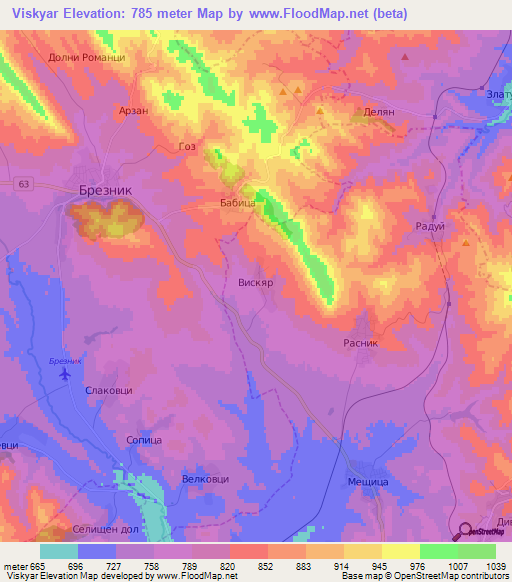 Viskyar,Bulgaria Elevation Map