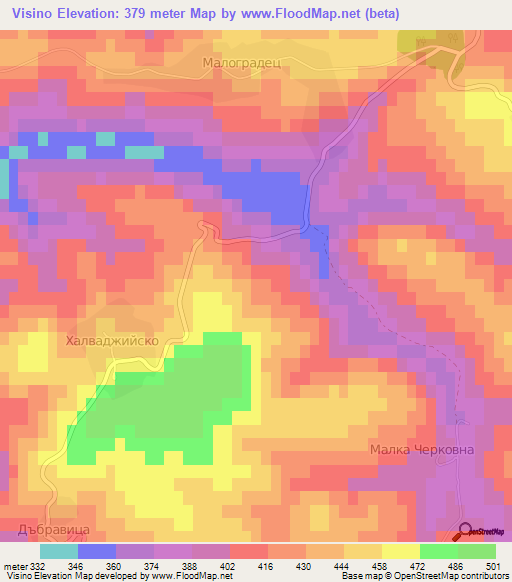 Visino,Bulgaria Elevation Map