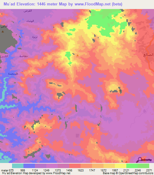Mu`ad,Yemen Elevation Map