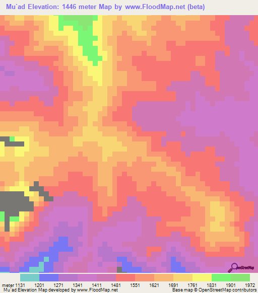 Mu`ad,Yemen Elevation Map