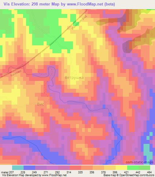 Vis,Bulgaria Elevation Map