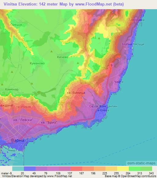 Vinitsa,Bulgaria Elevation Map