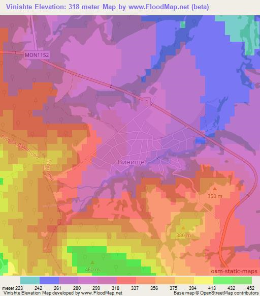 Vinishte,Bulgaria Elevation Map