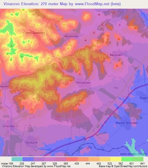 Vinarovo,Bulgaria Elevation Map