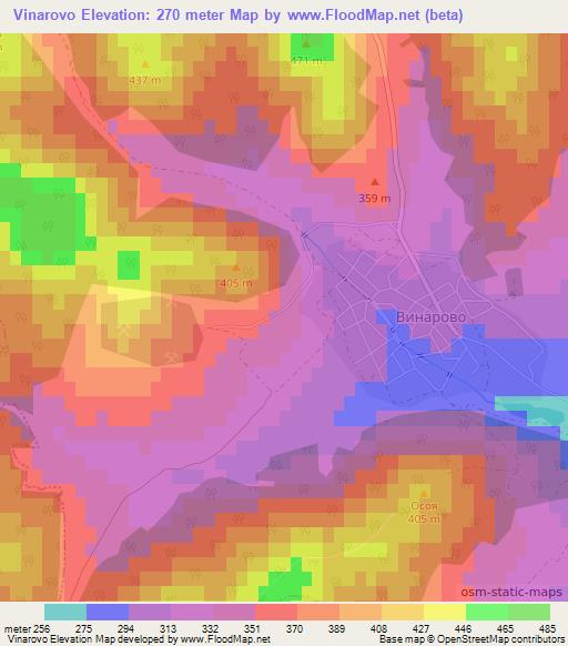 Vinarovo,Bulgaria Elevation Map