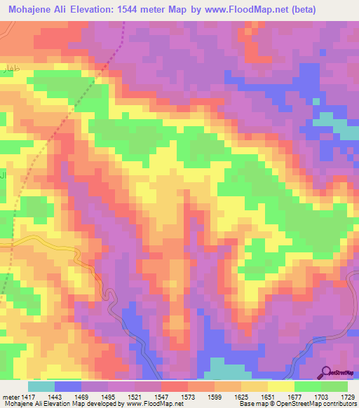 Mohajene Ali,Yemen Elevation Map