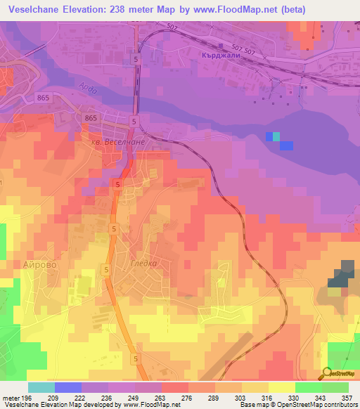 Veselchane,Bulgaria Elevation Map