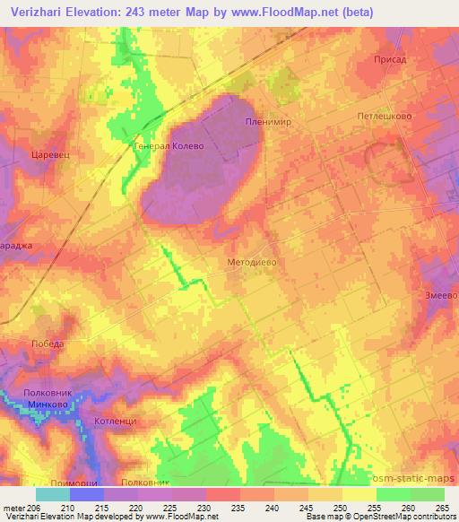 Verizhari,Bulgaria Elevation Map