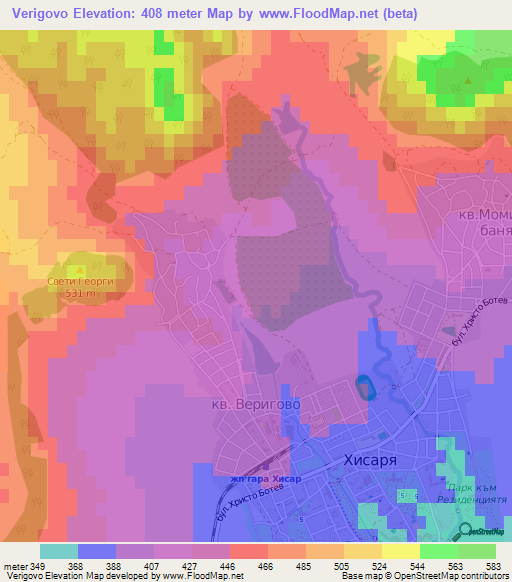 Verigovo,Bulgaria Elevation Map