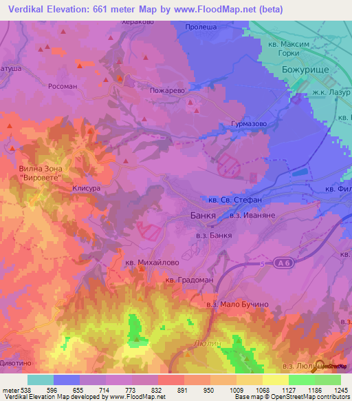 Verdikal,Bulgaria Elevation Map