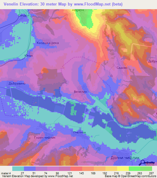 Venelin,Bulgaria Elevation Map