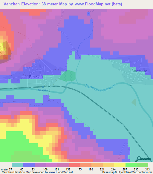 Venchan,Bulgaria Elevation Map