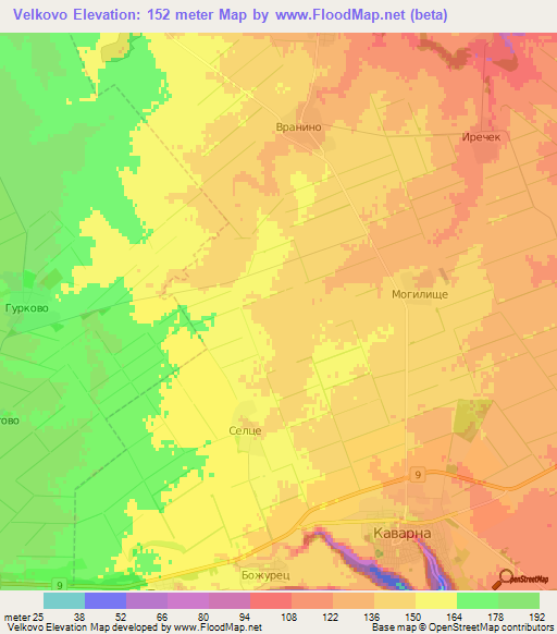 Velkovo,Bulgaria Elevation Map