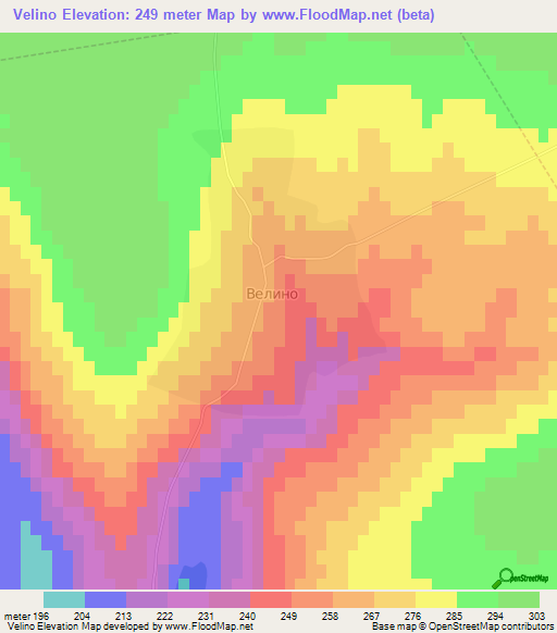 Velino,Bulgaria Elevation Map
