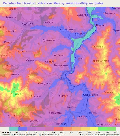 Velikdenche,Bulgaria Elevation Map