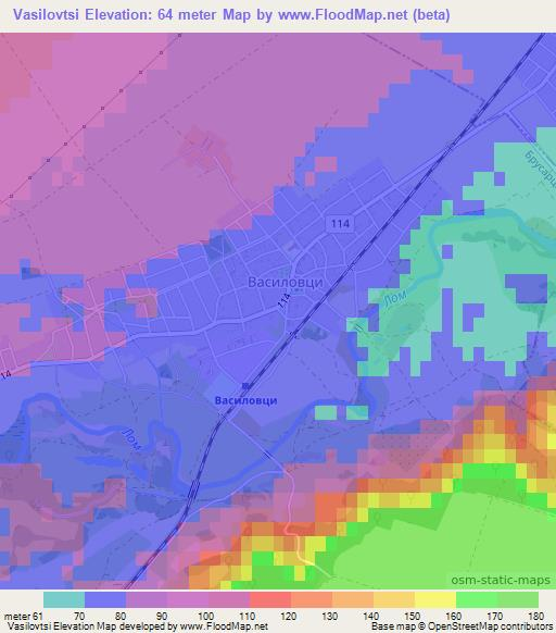 Vasilovtsi,Bulgaria Elevation Map