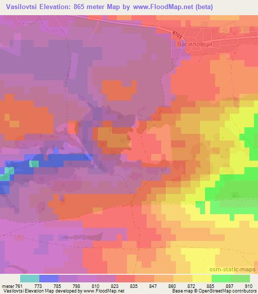 Vasilovtsi,Bulgaria Elevation Map