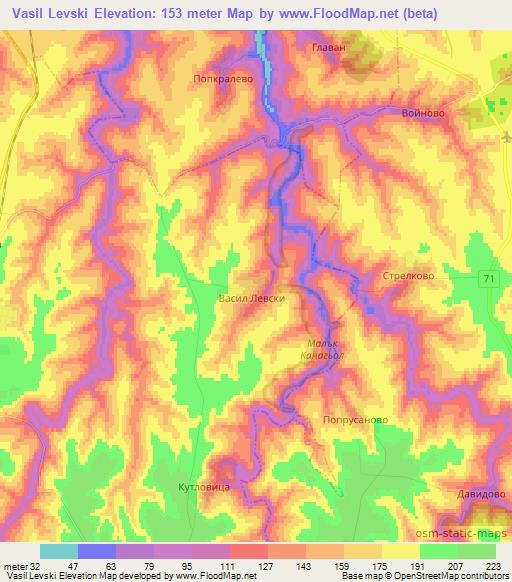 Vasil Levski,Bulgaria Elevation Map