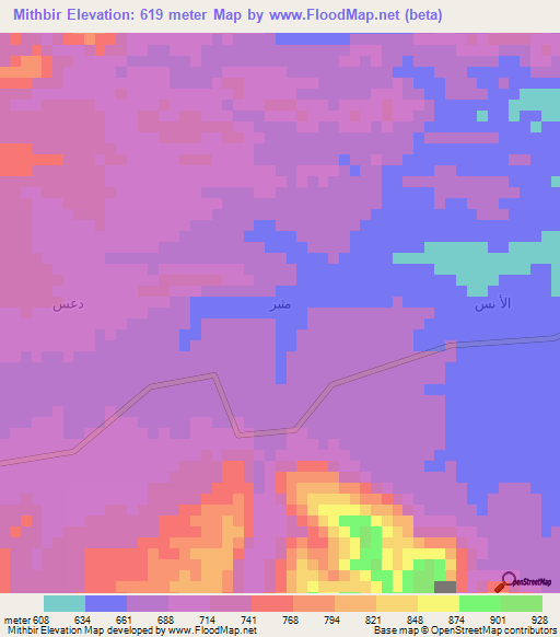 Mithbir,Yemen Elevation Map