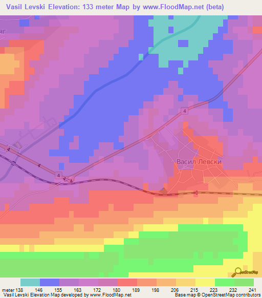 Vasil Levski,Bulgaria Elevation Map