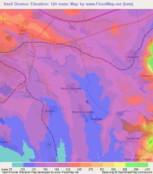 Vasil Drumev,Bulgaria Elevation Map