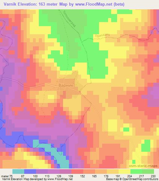 Varnik,Bulgaria Elevation Map
