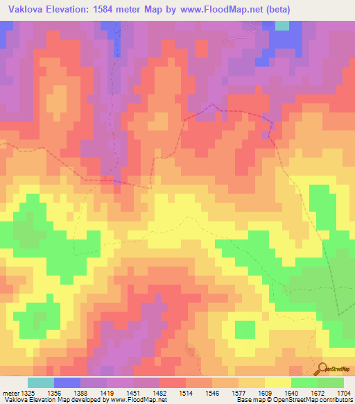 Vaklova,Bulgaria Elevation Map