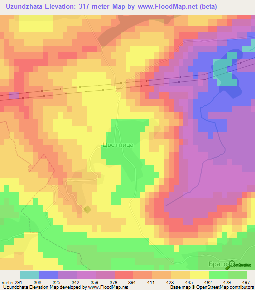 Uzundzhata,Bulgaria Elevation Map