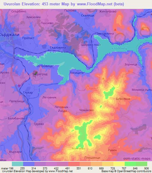 Uvurolan,Bulgaria Elevation Map