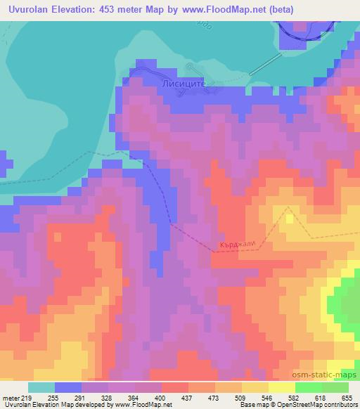 Uvurolan,Bulgaria Elevation Map