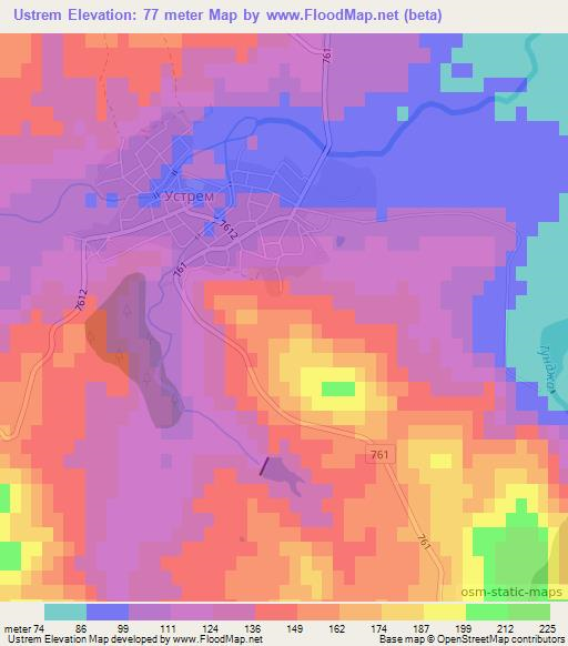 Ustrem,Bulgaria Elevation Map