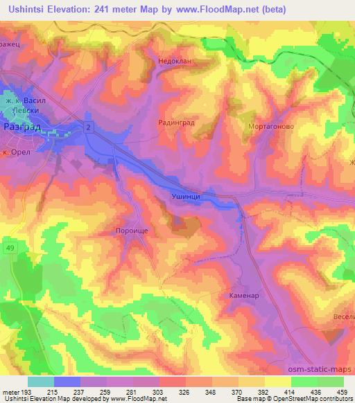 Ushintsi,Bulgaria Elevation Map
